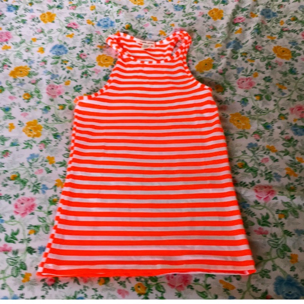 Neon orange striped athletic top